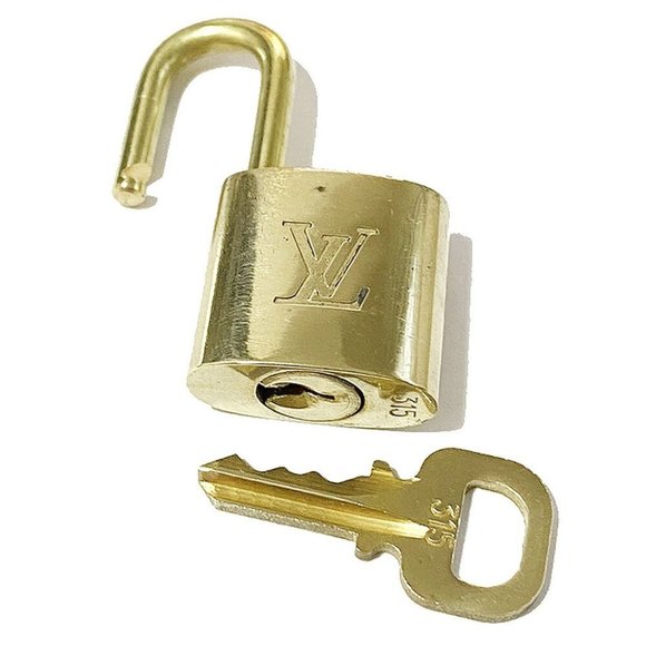 Authentic LOUIS VUITTON LV 10 SET PADLOCK KEY BAG CHARM CADENA GOLD-PLATED - Picture 3 of 4